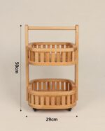 سبد دو طبقه چرخدار چوبی - Image 4